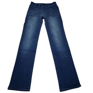 Betabrand Straight Leg 7-Pocket Yoga Denim Jeans Blue Dark Vintage Size XS